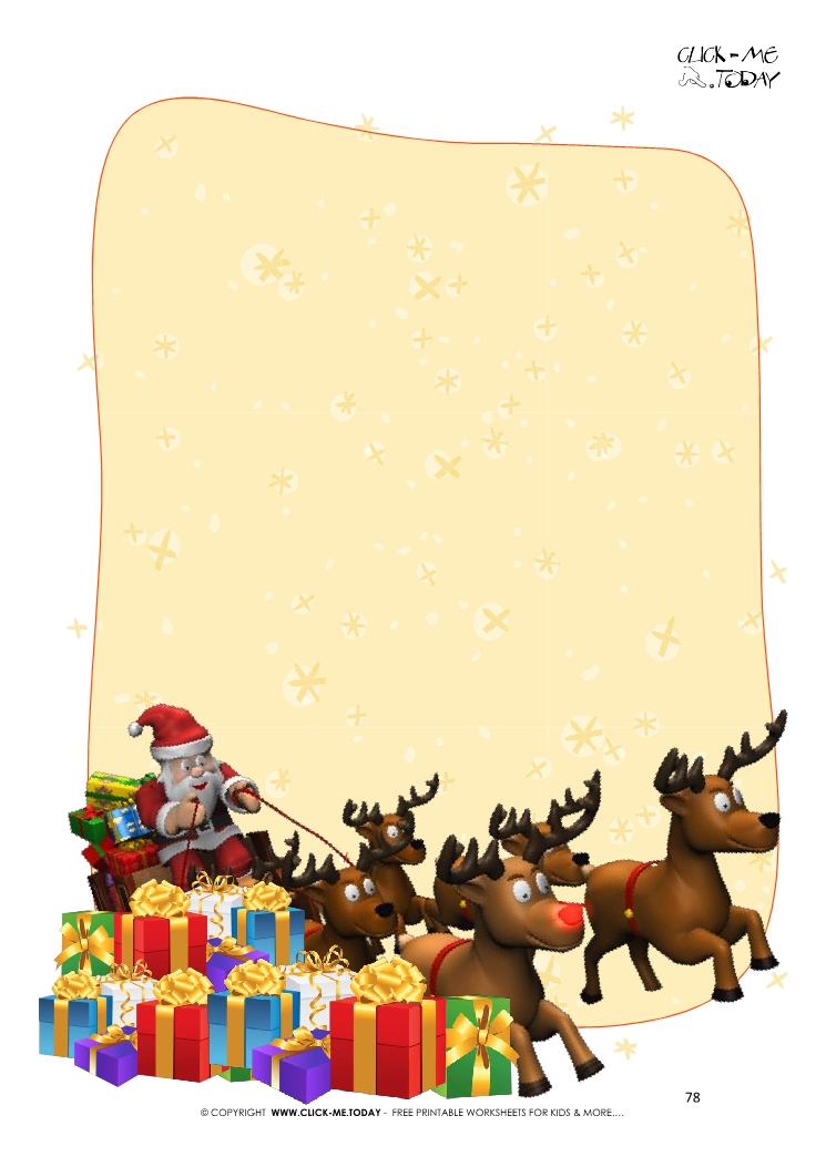 Cute Santa letterhead - 3d Santa sleigh reindeers 78